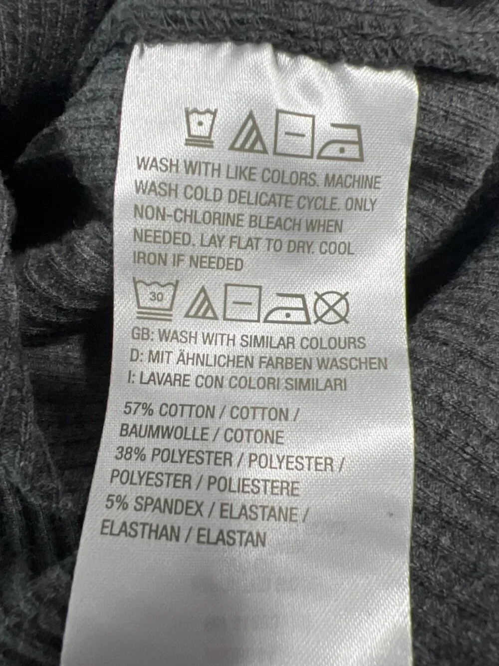 Studio Park x Shawn Killinger Top Size Large Ribbed Knit Ruffle Sleeve Charcoal - Picture 4 of 6